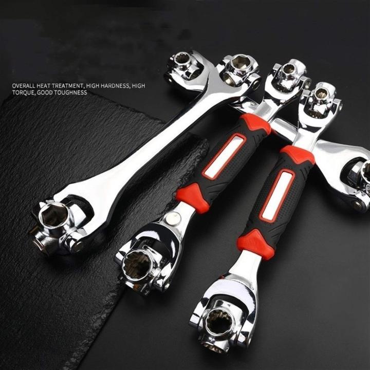 Double Head Torque Socket Wrench Spanner 360 Degree Rotation Spanner Universal Wrench 52 in 1 Multi Tool Spanner Tools Furniture Car Repair Spline Bolts Wrench