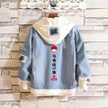 Hot Anime Denim Jacket Men Harajuku Fashion Oversized Jacket Print Uzumaki Akatsuki Sakura Kakashi Sasuke Kakashi Ninja Clothes.