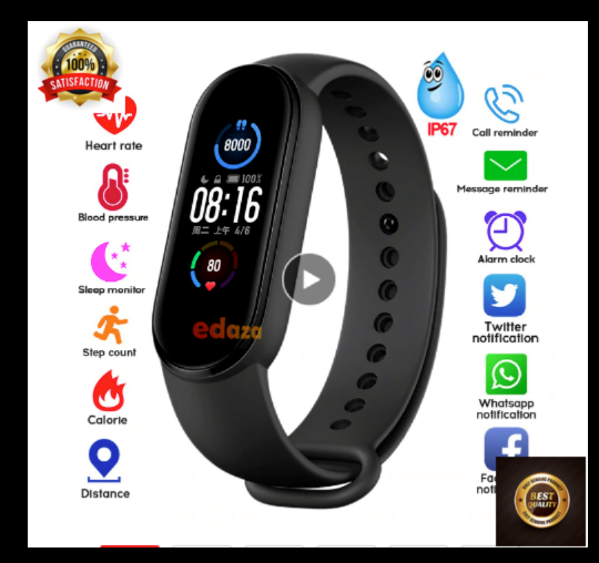 M5 Smart Watches Men Women Heart Rate Monitor Blood Pressure