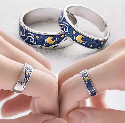 【Stylish】 1/2Pcs 2pcs Creative Van Gogh Starry Sky Couple - Main Image