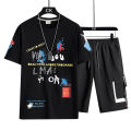 Black Printed Exclusive Summer Combo T-Shirt & Pant - Genji - T Shirt For Man - T Shirt - T Shirt For Man - T Shirt. 