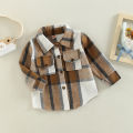 Toddler Baby Boy Girl Plaid Shirt Jacket Outfits Button Down Cardigan Kids Long Sleeve Coat Tops Fall Clothes.