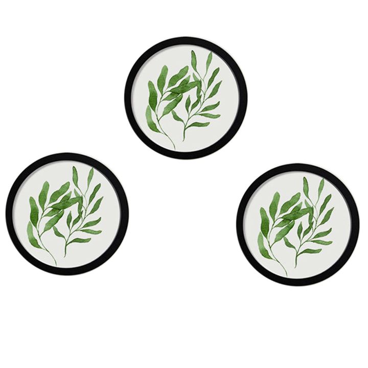 3pcs 10Inch Round Wooden Picture Frames Creative Gift DIY Wall Hanging Wood Picture Holder Home Decoration(Black)