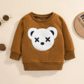 Emmababy-Children's Sweater Bear Embroidery Design Long-sleeved Round Neck Warm Breathable Tops Sweater. 