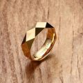 Faceted Wedding Band For Men,Mens Tungsten Carbide Rings, Polished Beveled Edge Comfort Fit. 