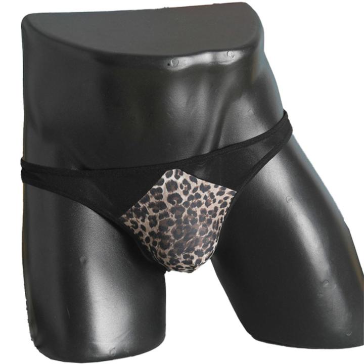 Men Briefs U Convex Pouch Mens Leopard Print Panties Mid-Waist Thin Breathable Soft Skin Friendly Underwear Slip Homme