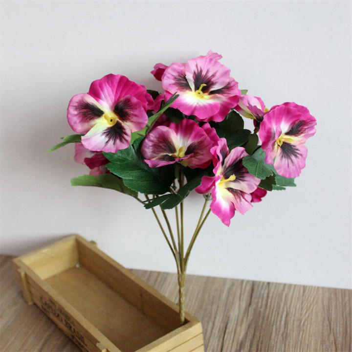 Wedding%20Garden%20Deor%2010%20Heads%20Stems%20Artificial%20silk%20Flowers%20Pansy%20Bunch%20Home%20-%20Image%206
