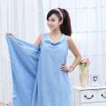Bathroom Women Bath Towels Wearable Towel Dress Beach Adults Bath Gown SPA Sling Robes Home Nightwear Microfiber Women Bathrobe.