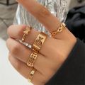 5Pcs/10Pcs Imitation Pearl Leaf Flower Rings Set For Women Rhinestone Butterfly Finger Ring Metal Knuckle Finger Ring Jewelry.