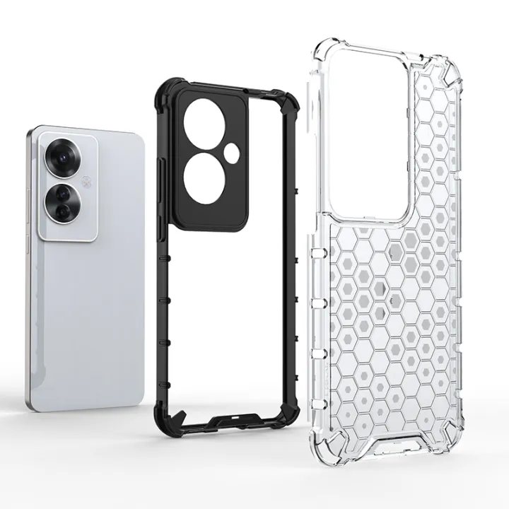 Vantime%20for%20OPPO%20F25%20Pro%20/%20Reno11%20F%205G%20Case%20Honeycomb%20Patterned%20Clear%20Back%20Hard%20Cover%20-%20Image%204