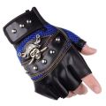 Skulls Rivet PU Leather Fingerless Gloves Men Women Fashion Women's Gym Punk Gloves Half Finger Men's Gloves. 