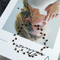 Korean Fashion Simple Wild Black Crystal Short Clavicle Chain Women Gold Charm Beaded Choker Necklaces for Women Girls Wedding Party Jewelry Gift.