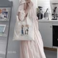 (New) cute girl printed tote bag canvas student fashion aesthetic woman handbag backpack gift Women's tote bag Korean style canvas bag. 