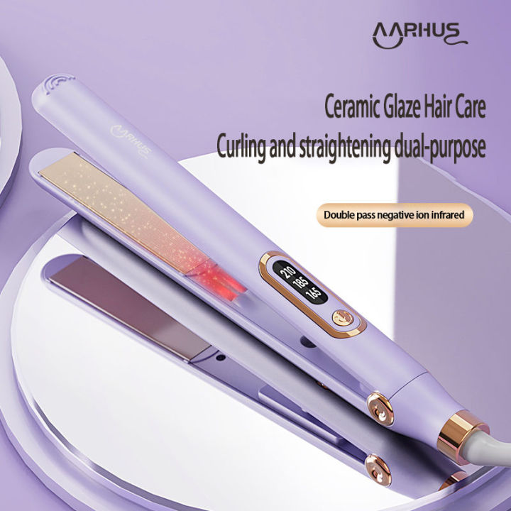 Safe Anti Perm Curler Hair Straightener 2-In-1 Negative Ion Essential Oil Hair Care 10 Second Fast Heating Hair Styling Tool
