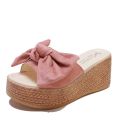 Platform sandals, wedge heels, women's fashion, summer new Korean slippers, heel sandals, loose cake bottom, bow.