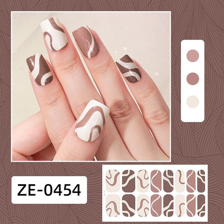 1Set INS Trendy 16 Strips Semi Cured Gel Nail Sticker French Nail Art Gradient Colors Gel Full Nail Wraps Gel Nail Polish Strip