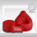 XXL Pear Shape Bean Bag Sofa with footrest & pillow combo set. 