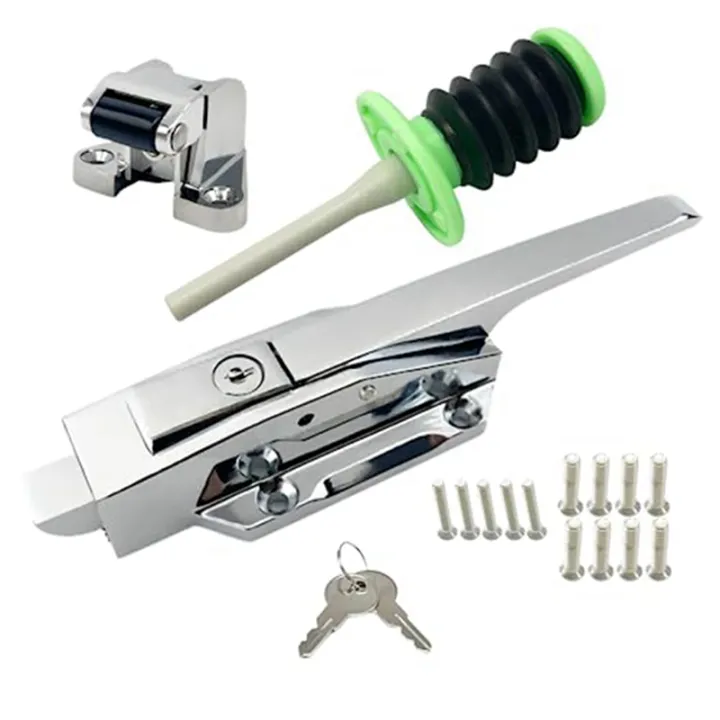 Cooler Door Latch Kit Door Latch Handle Set with Adjustable Offset Strike and Inside Release and Keys
