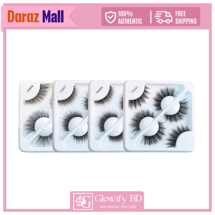 MAANGE MAGEFY 3Pair Reusable Handmade 3D Fake Mink False Eyelash set