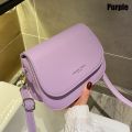 Trendy Saddle Shoulder Bag Women PU Leather Crossbody Bag Simple Solid Color Flap Messenger Bag Fashion Handbags Pouch. 