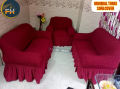 Sofa Cover 2 + 2 + 1 = 5 Seater Stitched Spandex Fabric (Customize Design) - sofa cover marron. 