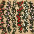 Vine Hanging Silk Artificial Rose Flowers for Wall Christmas Rattan Plants Leaves Garland Romantic Wedding Home Decoration.