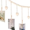 Tassel Cotton Rope Wall Hanging Picture Frame Wooden Hanging Photo Display Rack Picture Organizer with Clip Home Decor.