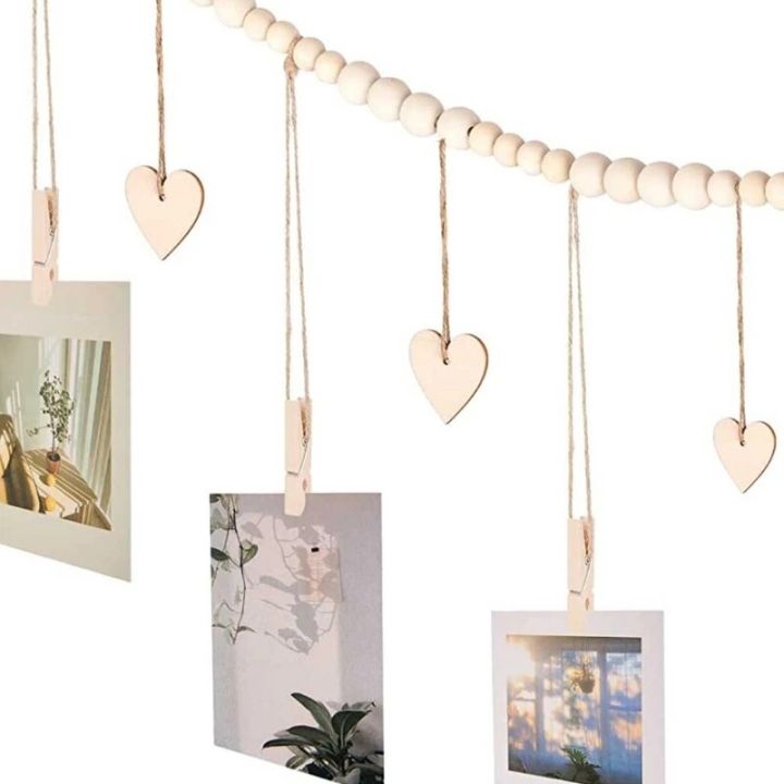 Tassel%20Cotton%20Rope%20Wall%20Hanging%20Picture%20Frame%20Wooden%20Hanging%20Photo%20Display%20Rack%20Picture%20Organizer%20with%20Clip%20Home%20Decor%20-%20Image%204