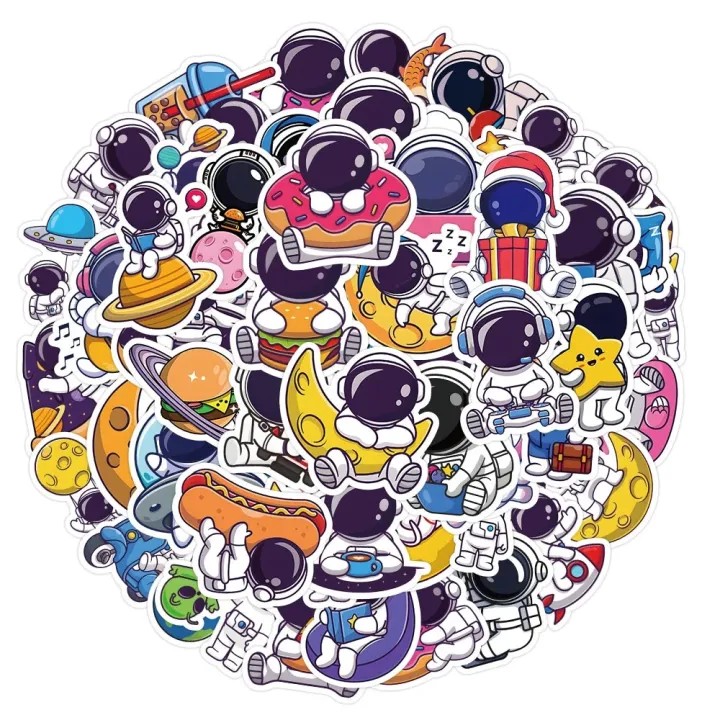 10/50PCS Super Cute Astronaut Space Cartoon Stickers for Kids ...