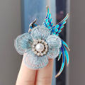 Chinese style cloth flower embroidery bird brooch pearl rhinestone corsage pearl clothing accessories brooch. 