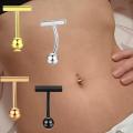 1Pcs Dangling Navel Belly Button Ring Stainless Steel Double T Shape Belly Piercing Ombligo Belly Piercing Jewelry Gifts.