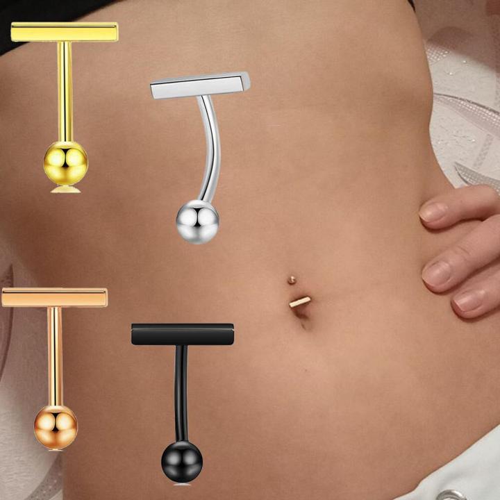 1Pcs Dangling Navel Belly Button Ring Stainless Steel Double T Shape Belly Piercing Ombligo Belly Piercing Jewelry Gifts