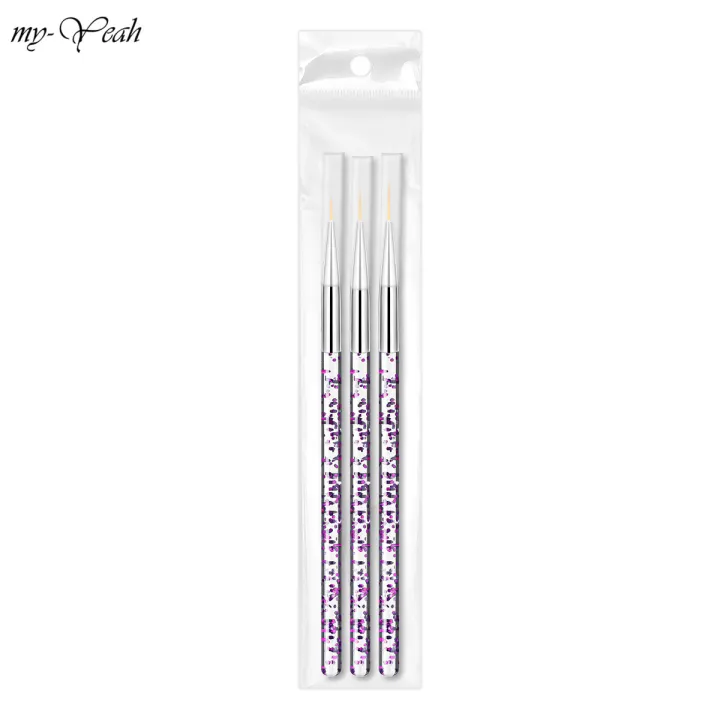 Myyeah%203Pcs/Set%20Nail%20Art%20Acrylic%20Handle%20French%20Lines%20Stripes%20Liner%20Painting%20Brush%20Flower%20Pattern%20Design%20Drawing%20Pen%20Manicure%20Tool%20-%20Image%207
