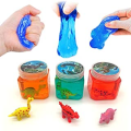 Crystal Animal Slime 1 Pcs Latest Bubble Slime Crystal Clear Putty Slime Jelly Clay with Dino Figures Educational Toy. 