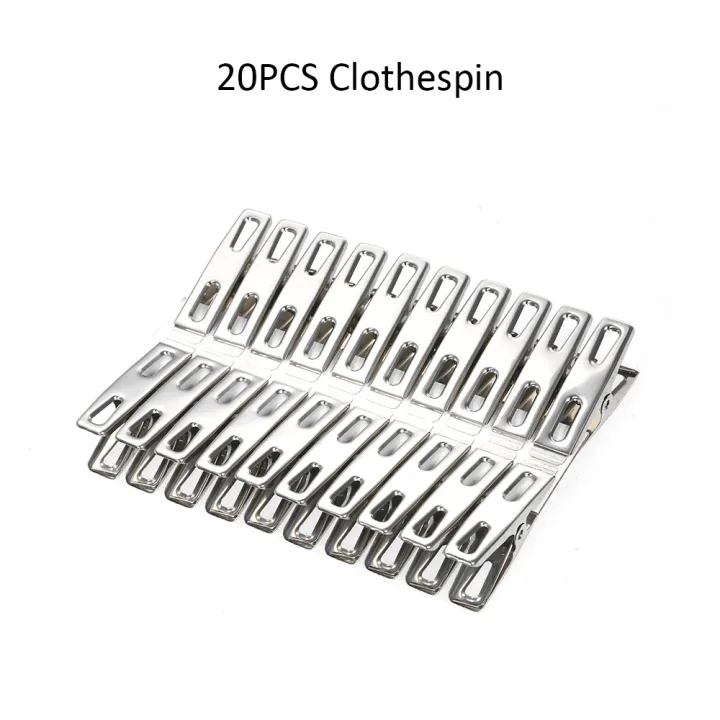 Stainless%20Steel%20Cloth%20Drying%20Clip-Silver%2020%20Pieces%20Set%20-%20Hanger%20-%20Image%202