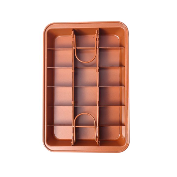 Non-Stick Pan Tin With Dividers,Heavy-Duty Divided,Dark Gold