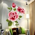 Romantic  3D Rose Flower Blossom Wall Stickers Furnishings  Living Room TV Decoration Wall Sticker Home Decor Decal Art. 