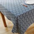 Japanese Totem HAILANG Dark Blue Geometric Pattern Cotton Linen Table Cloth Blue Tablecloth Cloth Liner Cover Cloth.