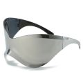 Oversized Futuristic Shield Sunglasses for Women Men Fashion Silver Mask Visor Sun Glasses Female Punk Y2K Eyeglasses. 