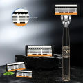 Cross-Border Generation Hair Orange Six-layer Manual Razor Xiangyun Metal Handle Multi-package Combination Sales. 