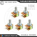 2 Pcs - 10K Ohm Pack Double Layer Variable Resistor / Potentiometer 6 Pin Dual Gang Linear Taper, Rotary, Adjustable Variable Resistor / Potentiometer For Electric & Electronics..