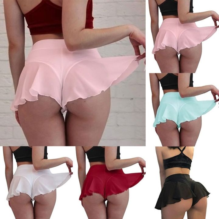 Summer%20High%20Waist%20Women's%20Shorts%20Ruffle%20Thong%20G-strings%20Pole%20Dance%20Hot%20Short%20Pant%20Girl%20Lingerie%20Panties%20Yoga%20Short%20Skirt%20-%20Image%204