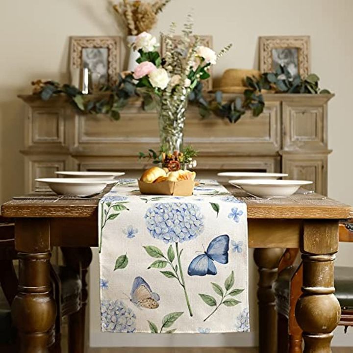 Summer%20Hydrangea%20Butterfly%20Table%20Runners%20Seasonal%20Spring%20Decor%20Holiday%20Farmhouse%20Indoor%20Retro%20Themed%20Party%20Dinner%20Party%20Decor%20-%20Image%202