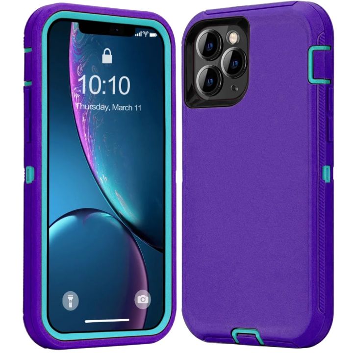 3 IN 1 Heavy Duty PC+TPU Rugged Phone Case For iPhone 15 14 12 11 Pro Max 13 Mini X XS Max XR 7 8Plus Shockproof Case Covers