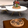 NAMUNY Round Serving Tray with Handles - Wooden Bamboo Circle Tray for Coffee Table, Food, Ottoman 11.81 Inch X 1.57 Inch.