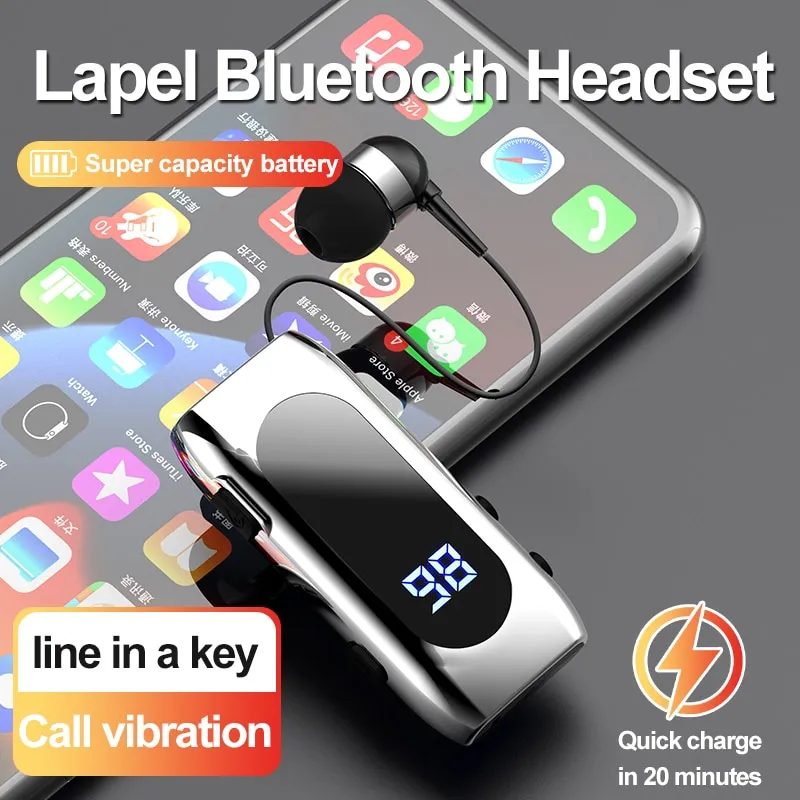Cuffia Lavalier Retrattile Lonrtesw K55 BT5.2 – Vibrazione, Clip, Ricarica USB, Fino A 20 Ore Di Conversazione