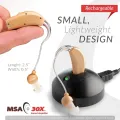 Ultra Rechargable Sound Amplifier BTE System Hearing Aid  30X Sound Amplification with Recharging Station. 