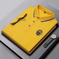Korean Fashion Men's Polo T-shirt Long Sleeves Embroidered Logo Polo Shirt Lapel Breathable Top Streetwear Loose Ropa Hombres. 