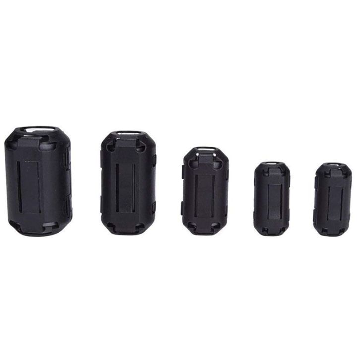 40 Pieces Clip-On Ferrite Ring Core RFI EMI Noise Suppressor Cable Clip for 3mm/5mm/7mm/9mm/13mm Diameter Cable, Black