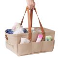 Durable Baby Diaper Caddy Organizer & Changing Pad, Unisex Portable Storage Bin for Travel or Home, Eco-Friendly Felt Basket Bag with Customizable Compartments, Leather Handles.